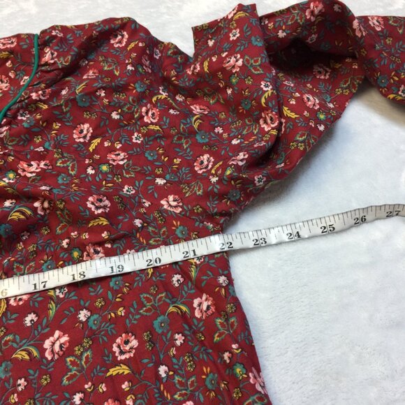 Vintage 80s Nordstrom Point of View Dress Sz 5/6 Womans Red Floral Belted Pocket - Picture 6 of 13
